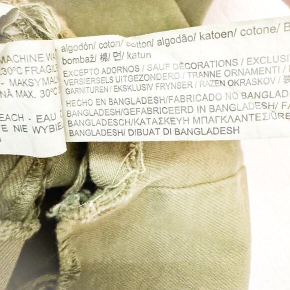 Zara Graphic Patchwork Button Down Military Shirt Dress Khaki Green SIze X-Small - Picture 4 of 6